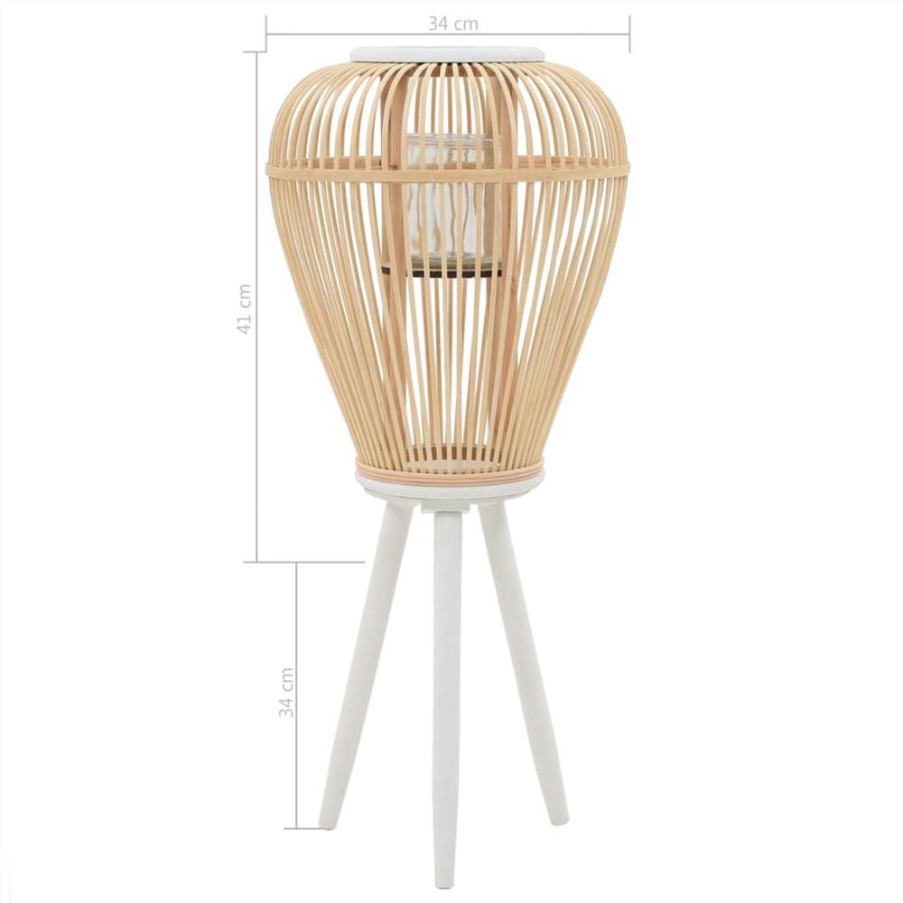 Freestanding Candle Lantern Holder Bamboo Natural