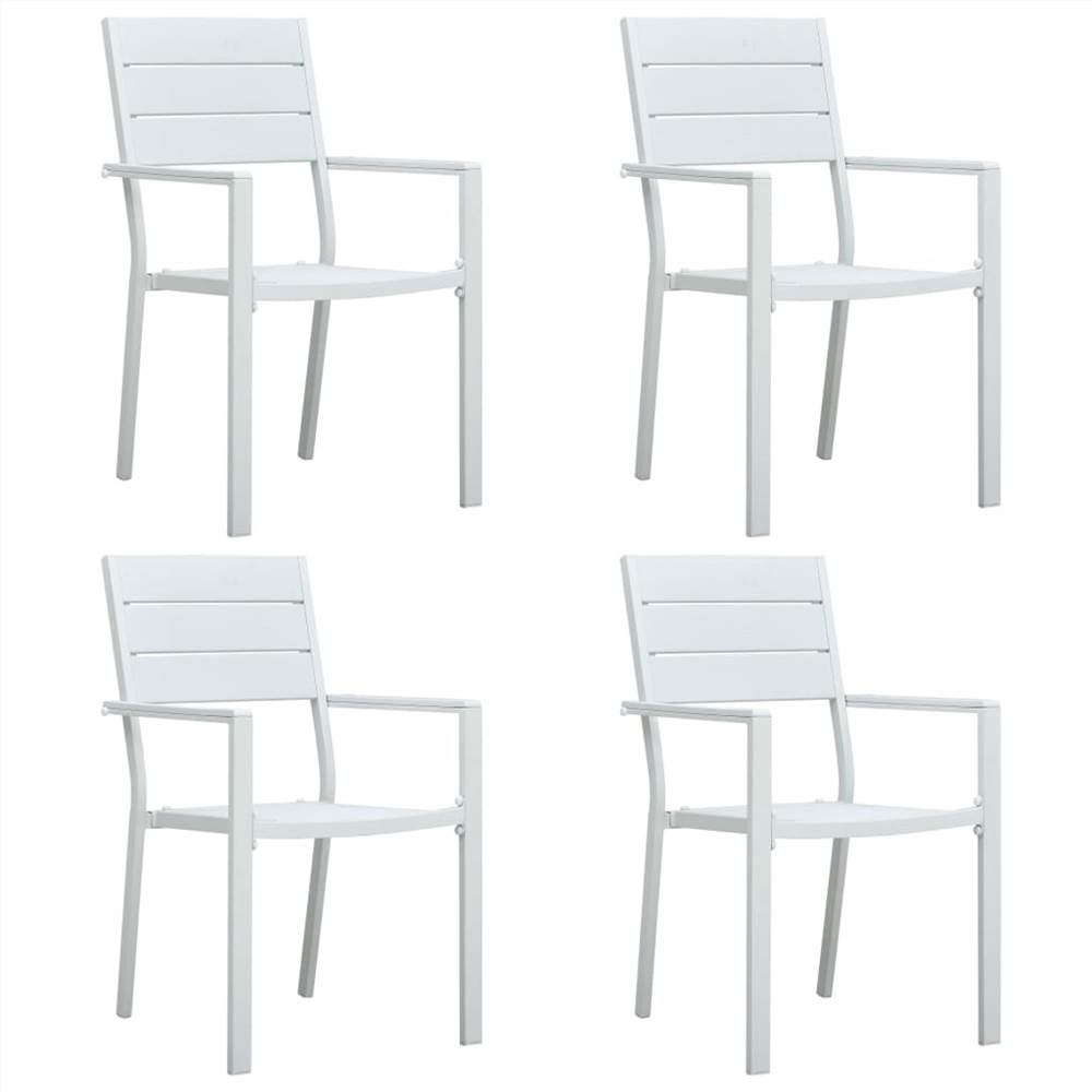 

Garden Chairs 4 pcs White HDPE Wood Look