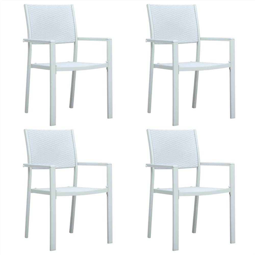 Garden Chairs 4 pcs White Plastic Rattan Look