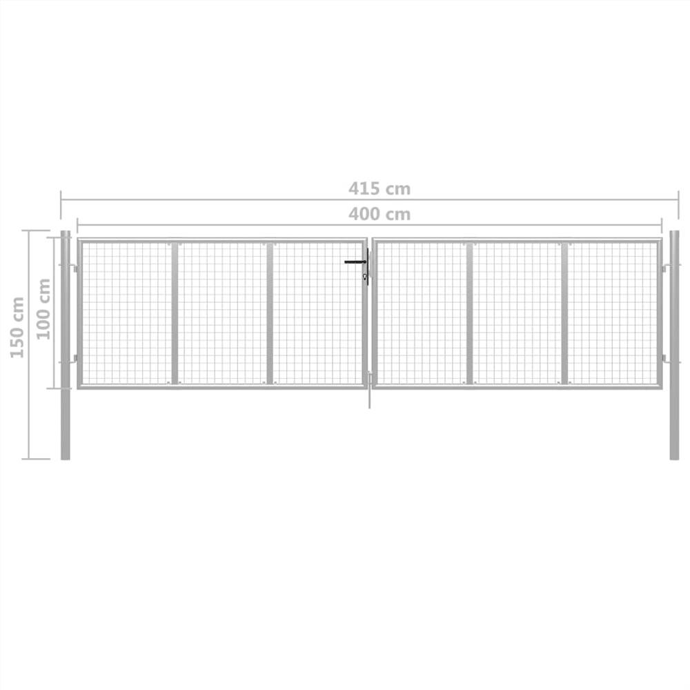 Garden Gate Galvanised Steel 415x150 cm Silver