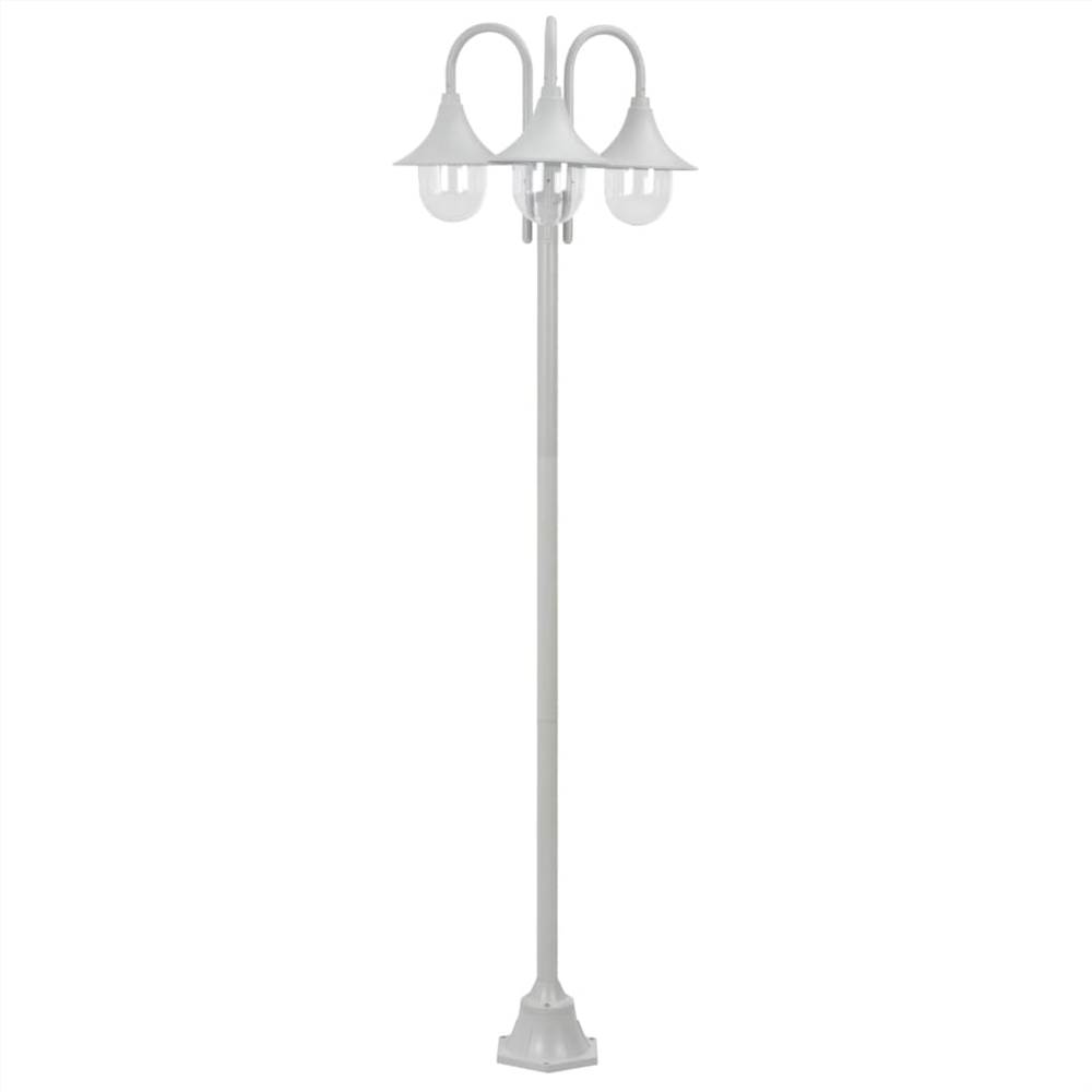 

Garden Post Light E27 220 cm Aluminium 3-Lantern White