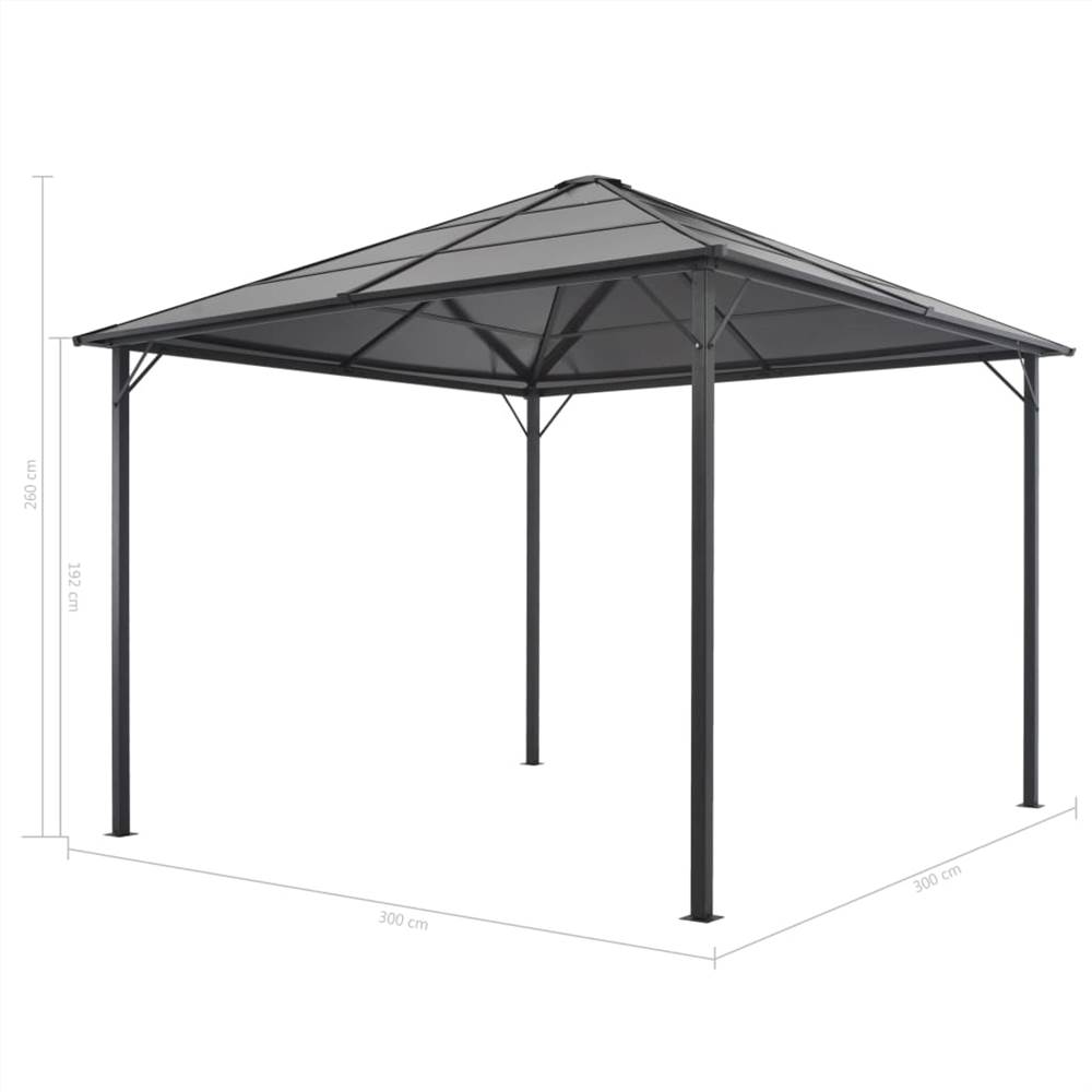 Gazebo with Roof Aluminium 3x3 m Black