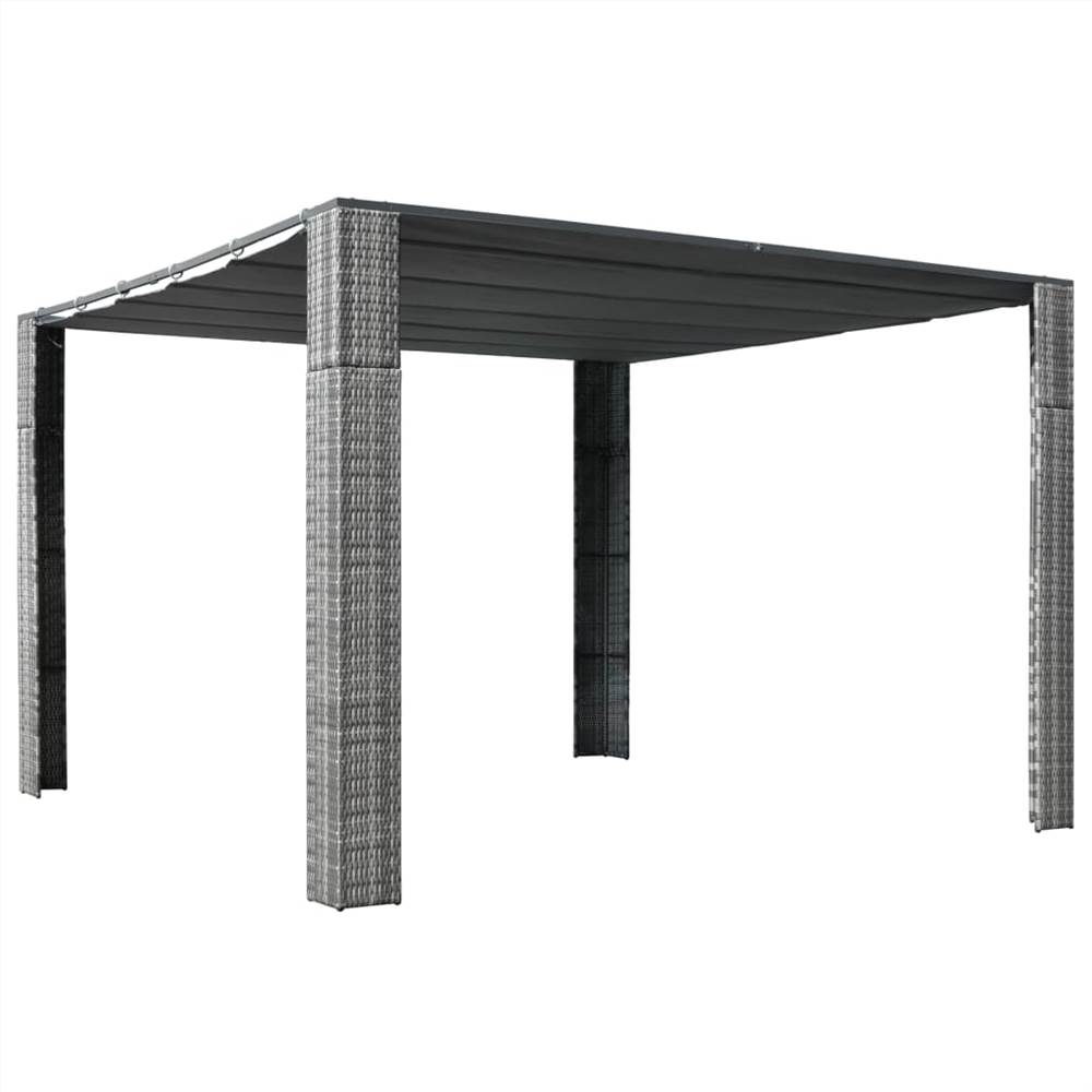 

Gazebo with Roof Poly Rattan 300x300x200 cm Grey and Anthracite