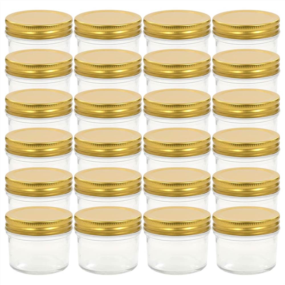 Glass Jam Jars with Gold Lids 24 pcs 110 ml
