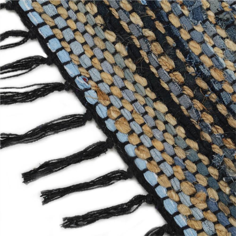 Hand-woven Chindi Rug Denim Jute 120x170 cm Multicolour