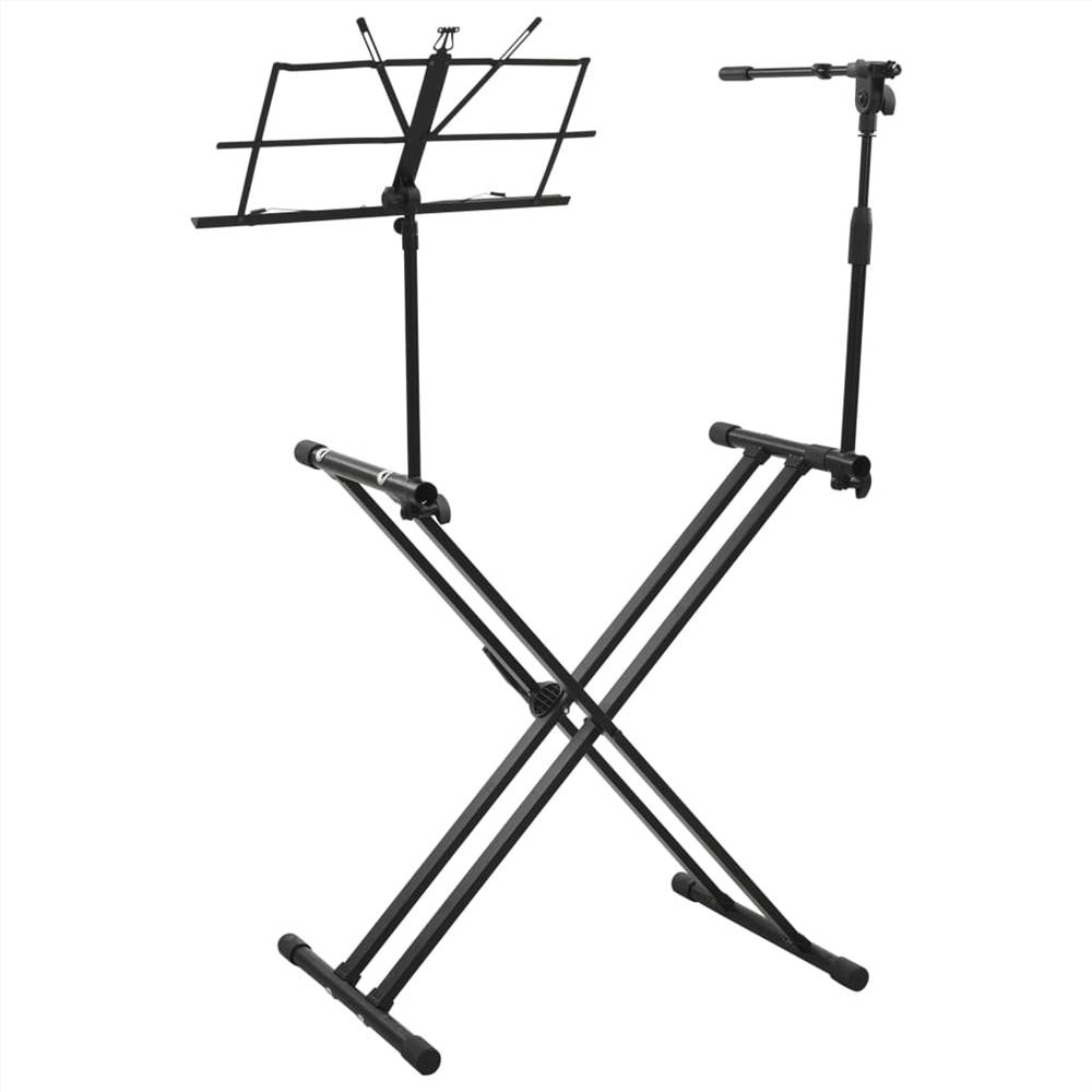 Keyboard Stand with Microphone Stand and Book Plate
