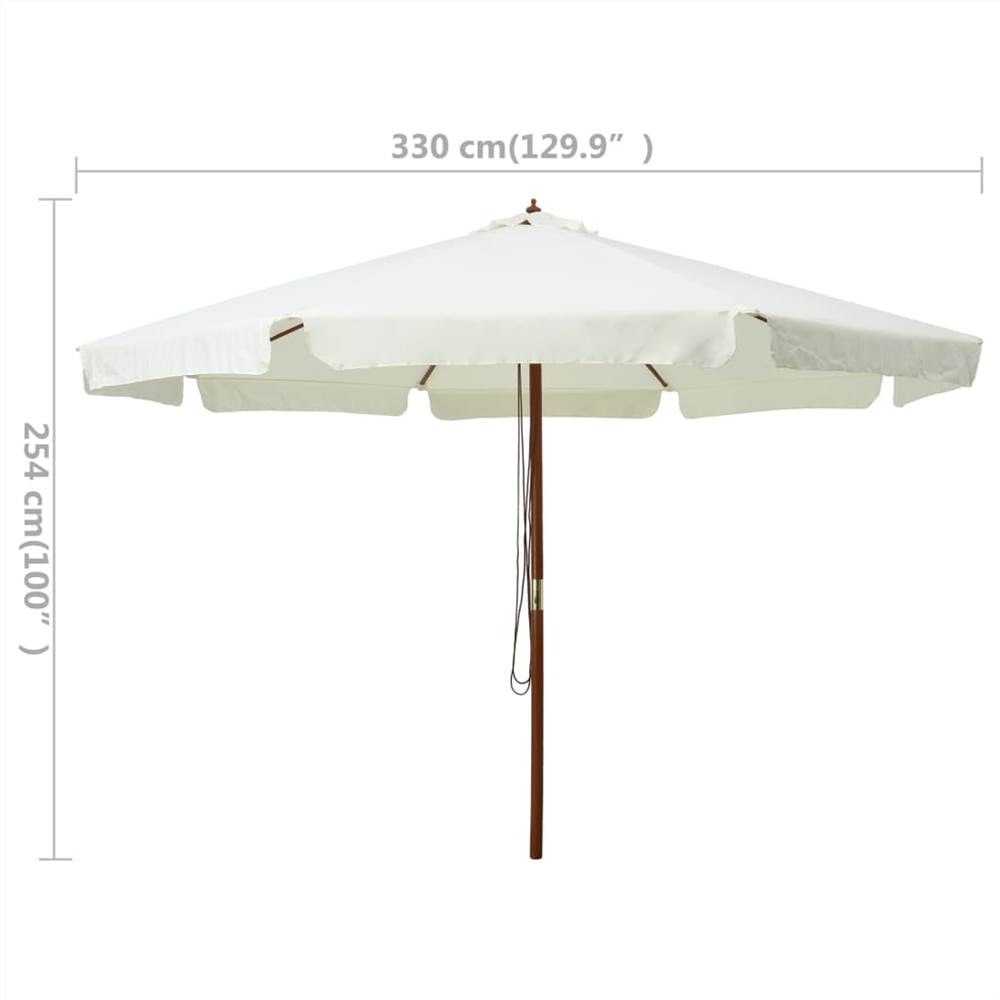 Outdoor Parasol with Wooden Pole 330 cm Sand White