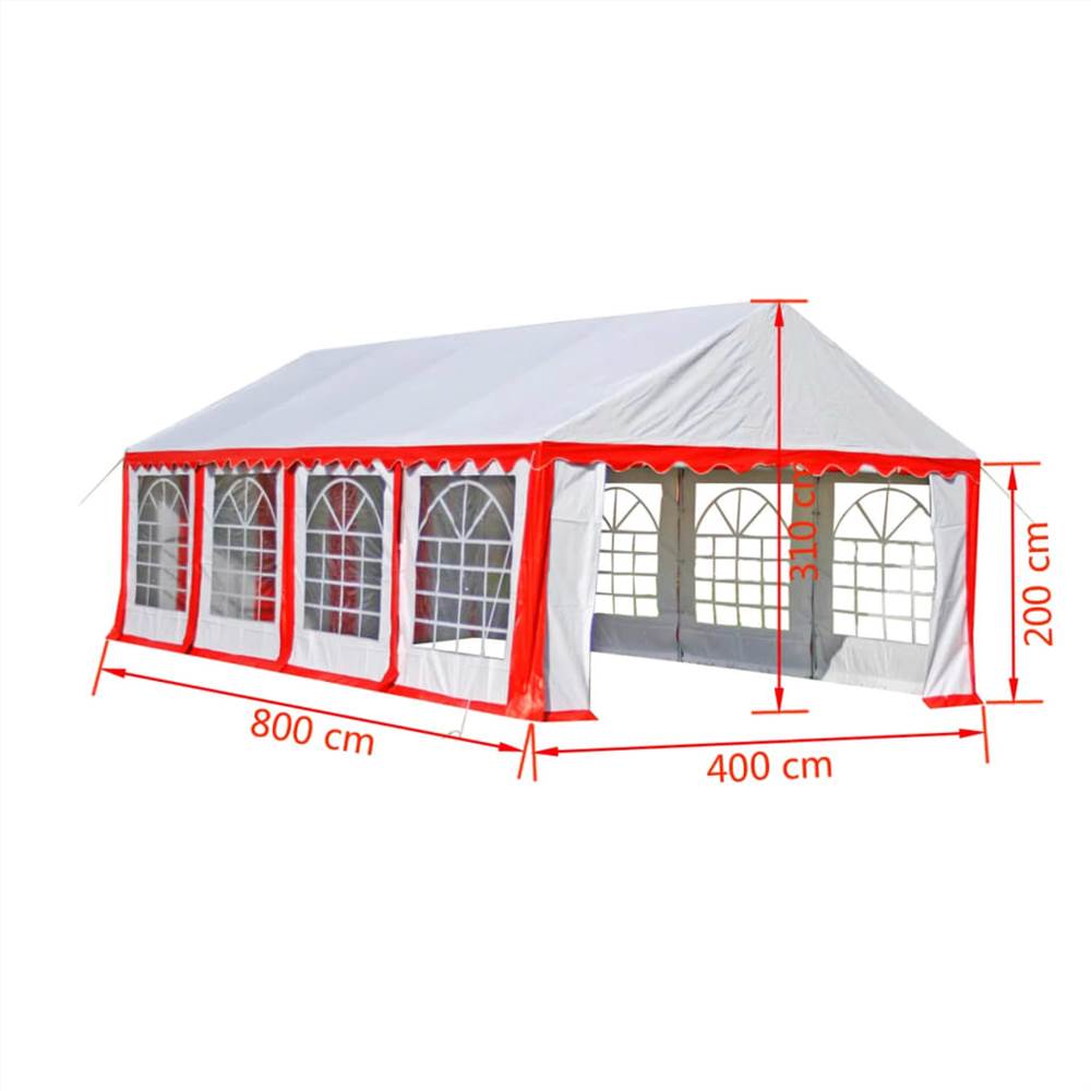 Party Tent 8 x 4 m Red