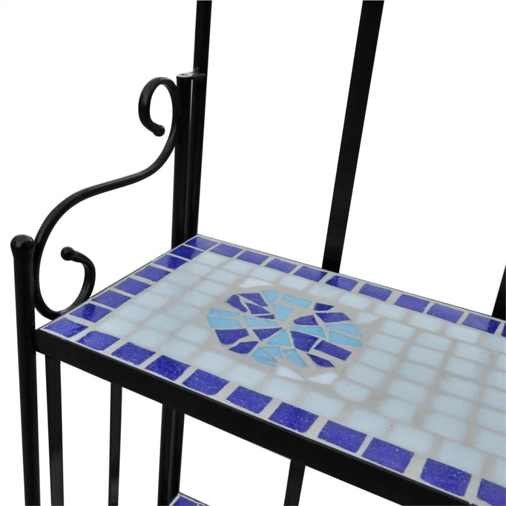 Plant Stand Plant Display Blue White Mosaic Pattern