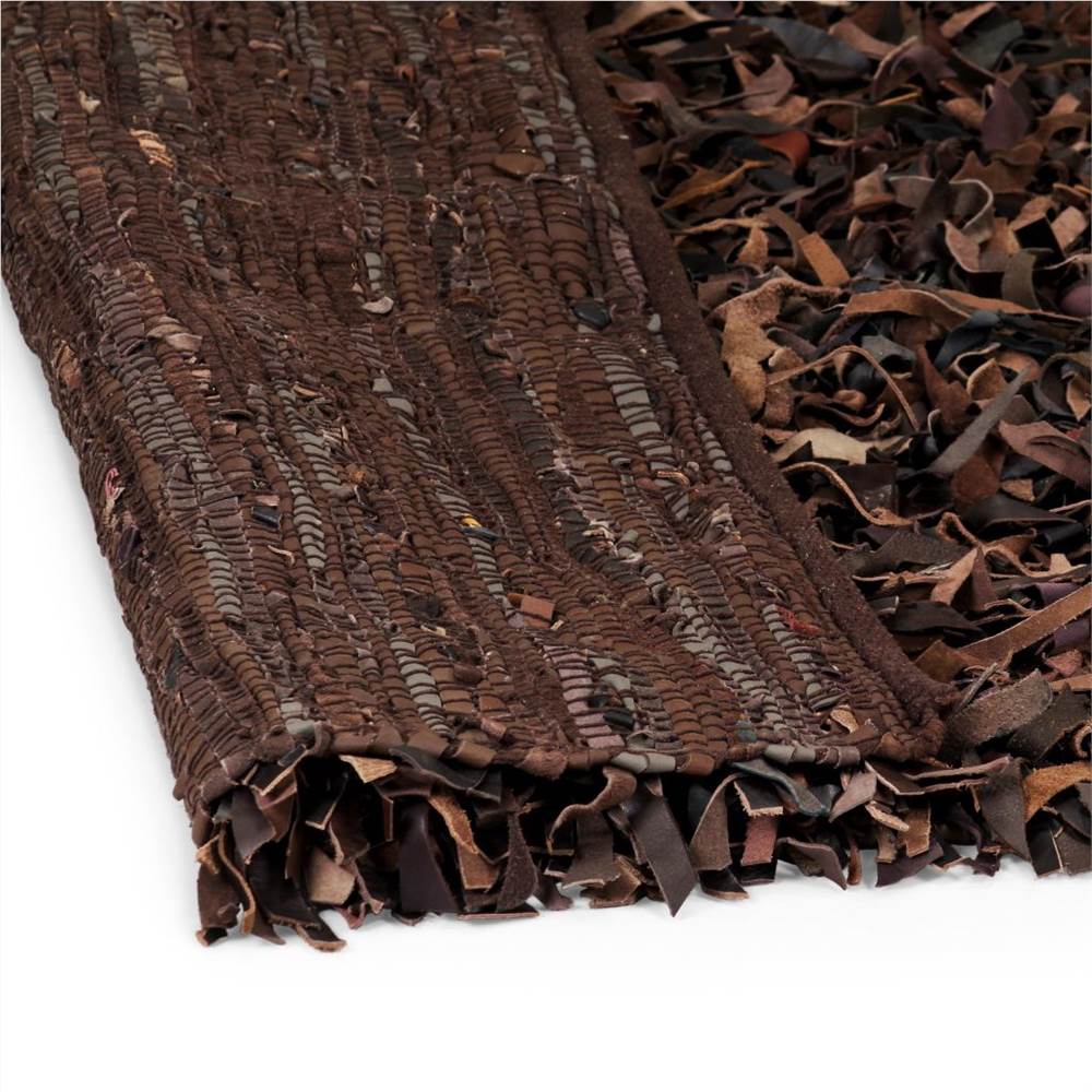 Shaggy Rug Genuine Leather 160x230 cm Brown