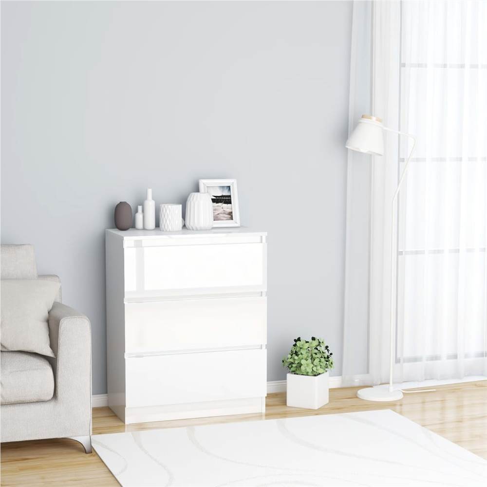 

Sideboard High Gloss White 60x35x76 cm Chipboard