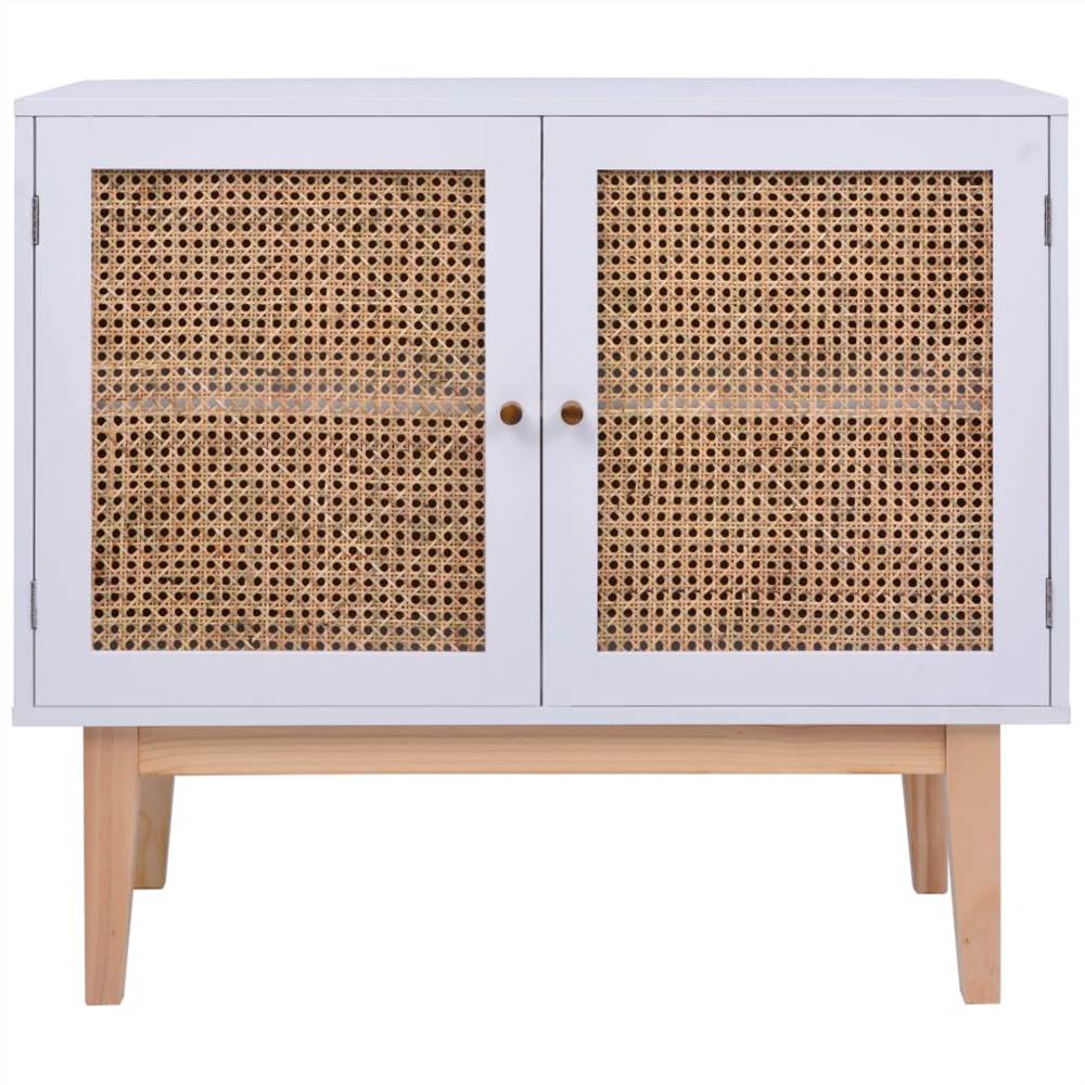 Sideboard White 88,5x40x80 Cm MDF And Rattan 8 Sideboard White 88,5x40x80 cm MDF and Rattan