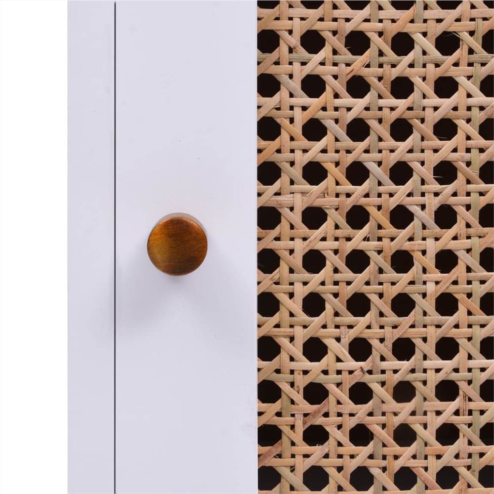 Sideboard White 88,5x40x80 Cm MDF And Rattan 12 Sideboard White 88,5x40x80 cm MDF and Rattan