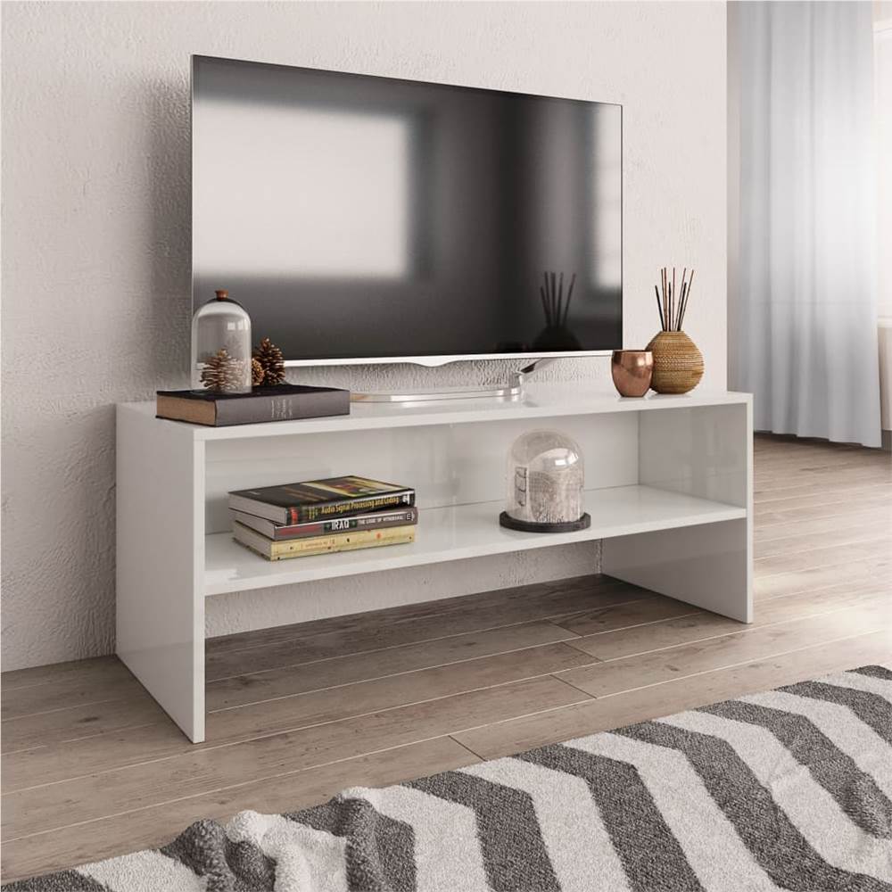 

TV Cabinet High Gloss White 100x40x40 cm Chipboard