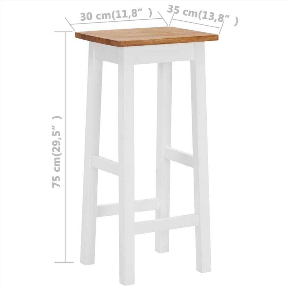 Bar Stools 2 pcs Solid Oak Wood