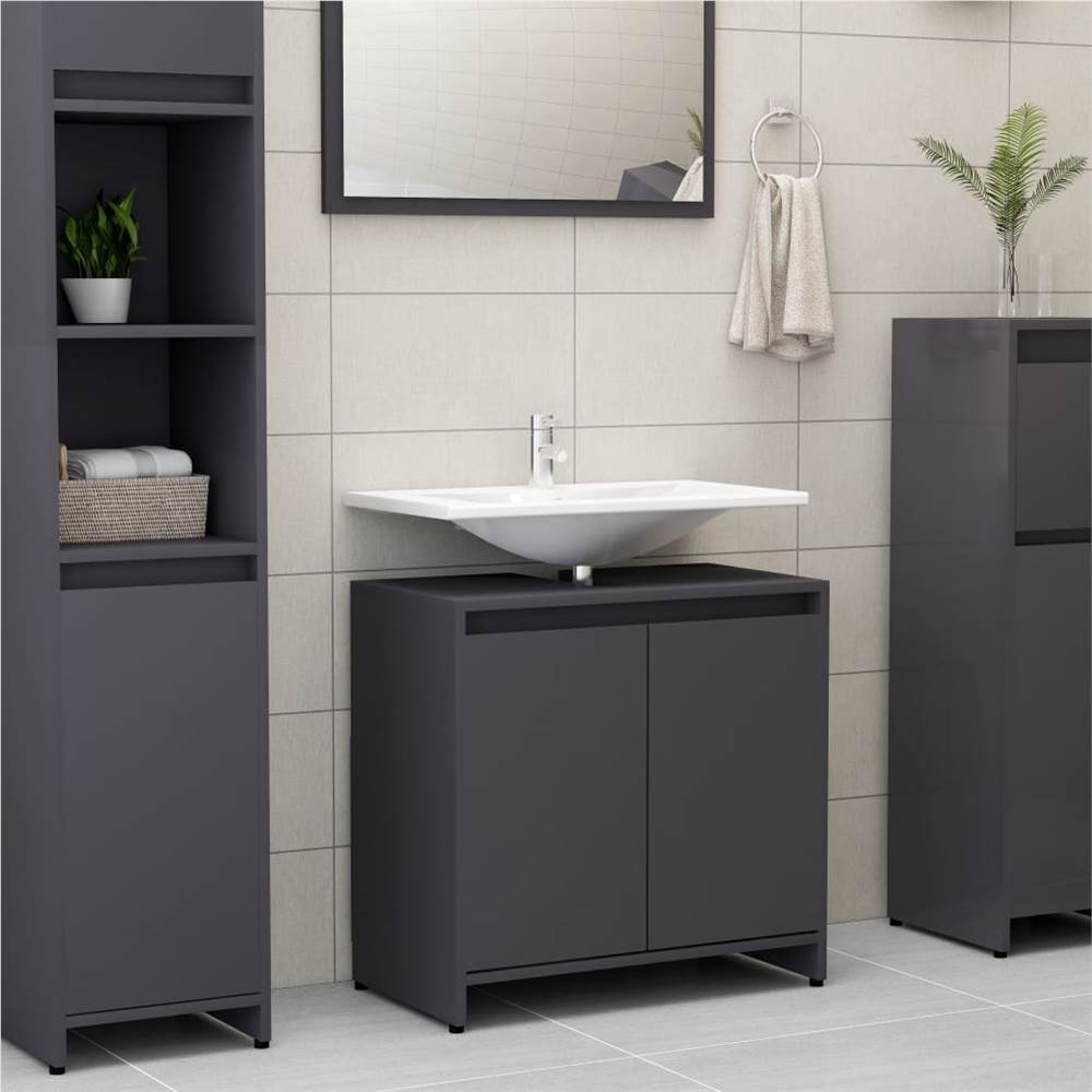 

Bathroom Cabinet Grey 60x33x58 cm Chipboard