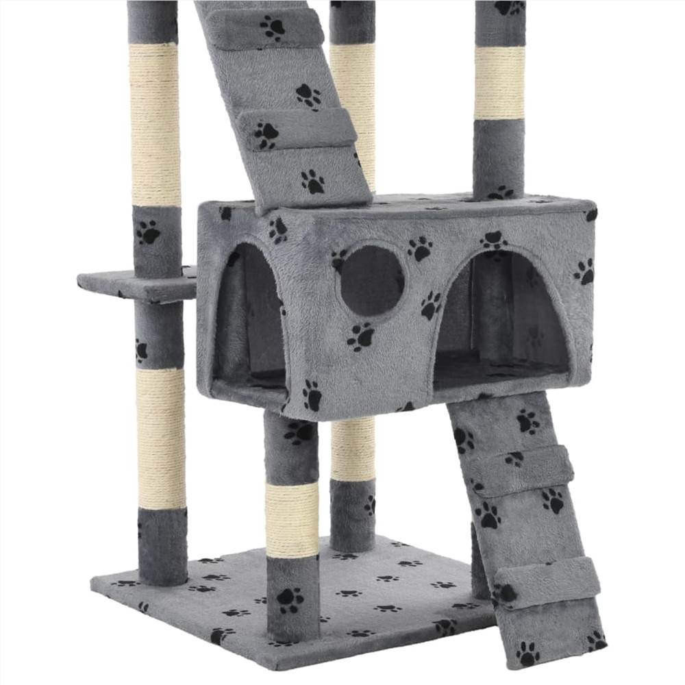 Cat Tree with Sisal Scratching Posts 170 cm Paw Prints Grey