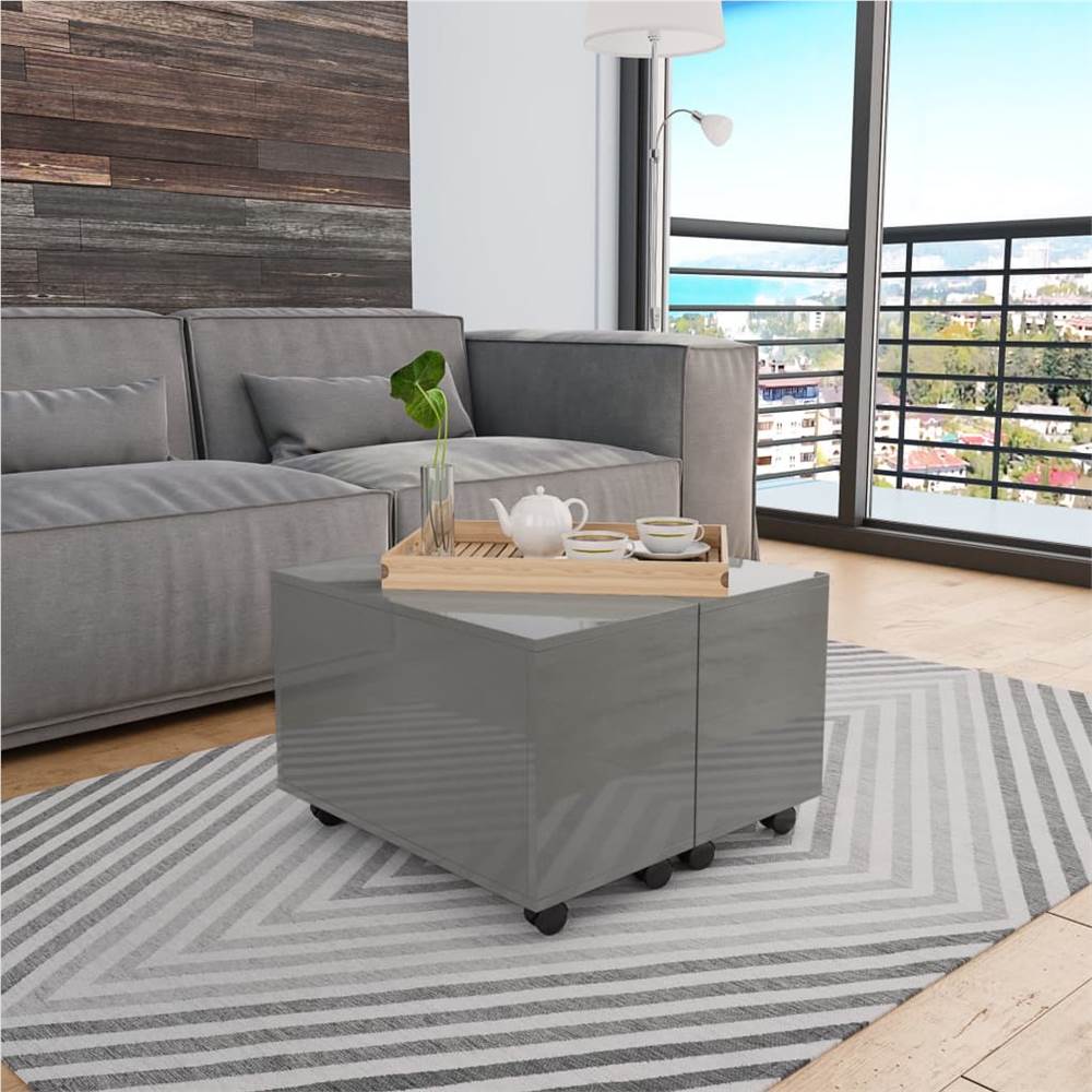 

Coffee Table High Gloss Grey 60x60x35 cm Chipboard