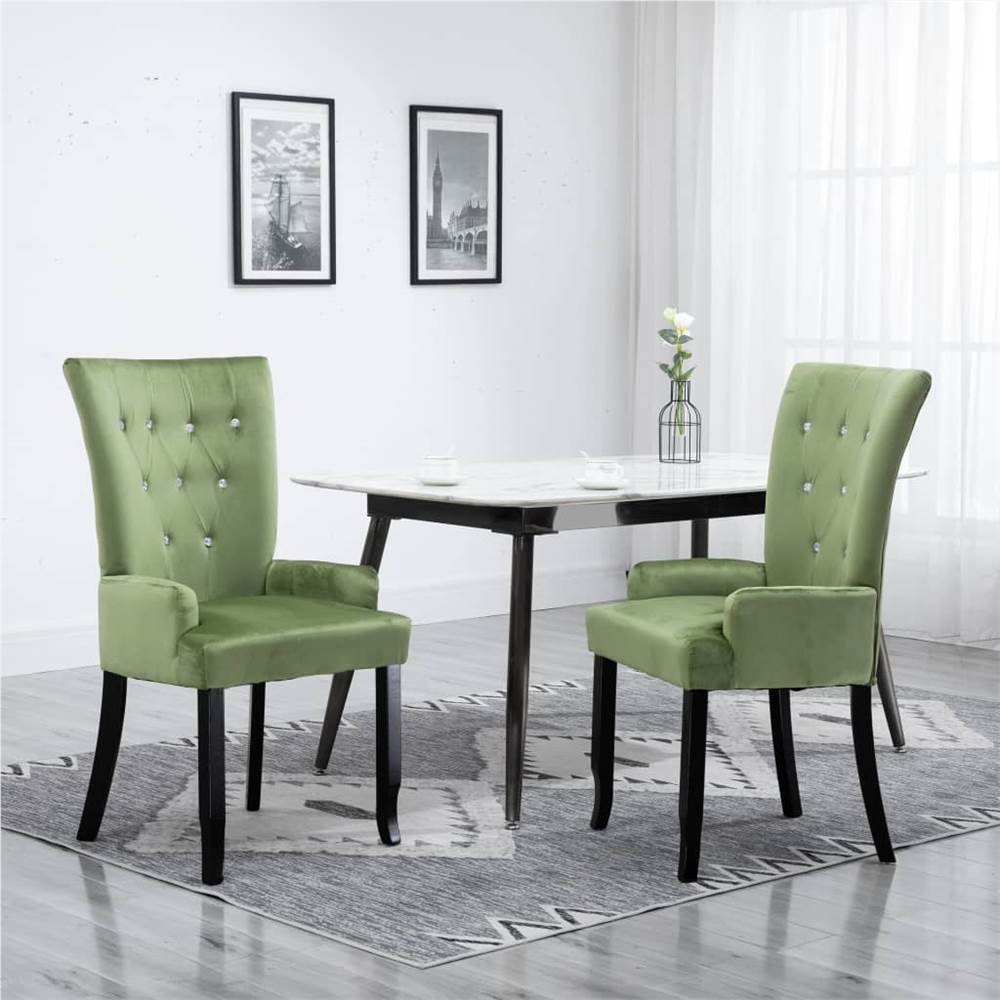 

Dining Chair with Armrests Light Green Velvet