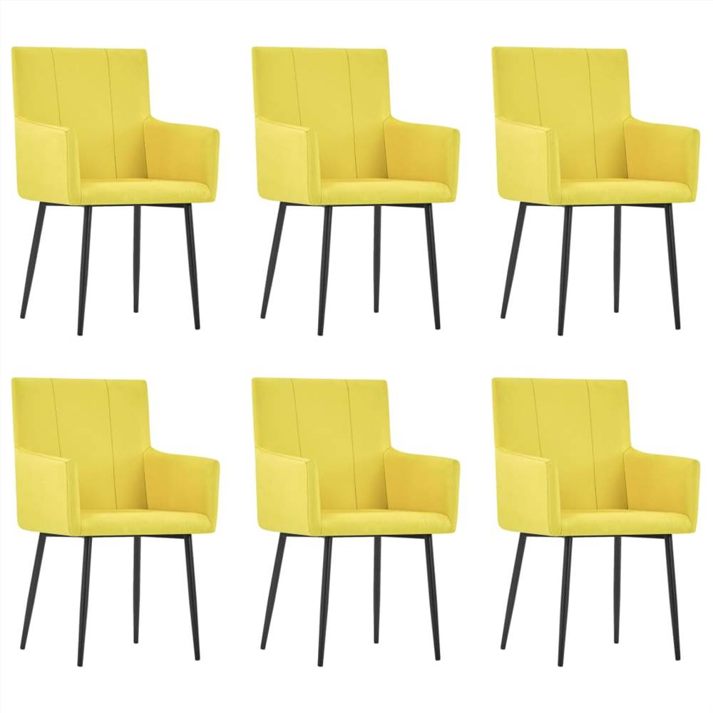 

Dining Chairs with Armrests 6 pcs Yellow Fabric