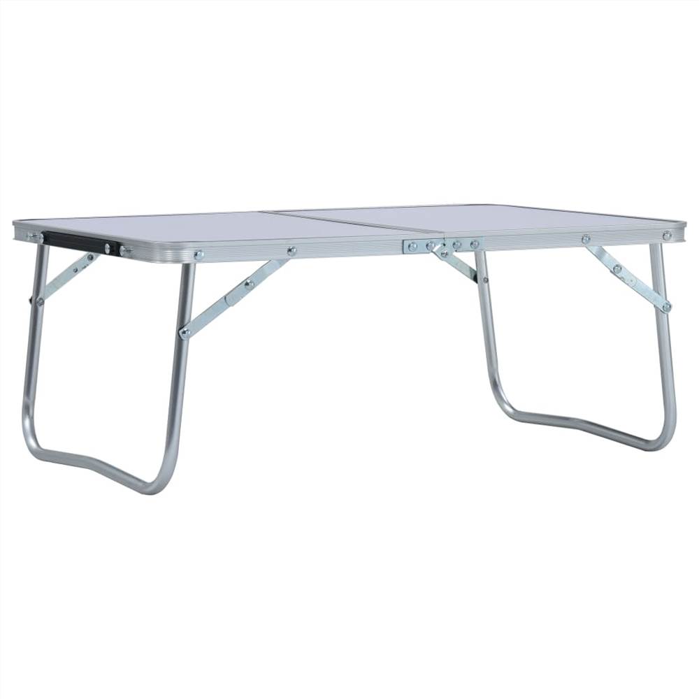 Tavolo da campeggio pieghevole in alluminio bianco 60x40 cm