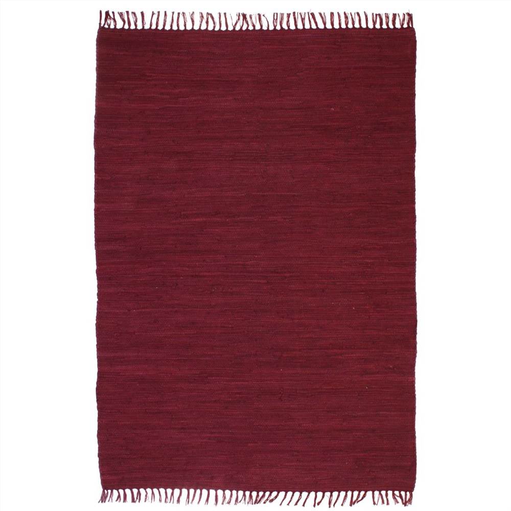 Handwoven Chindi Rug Cotton 120x170 cm Burgundy