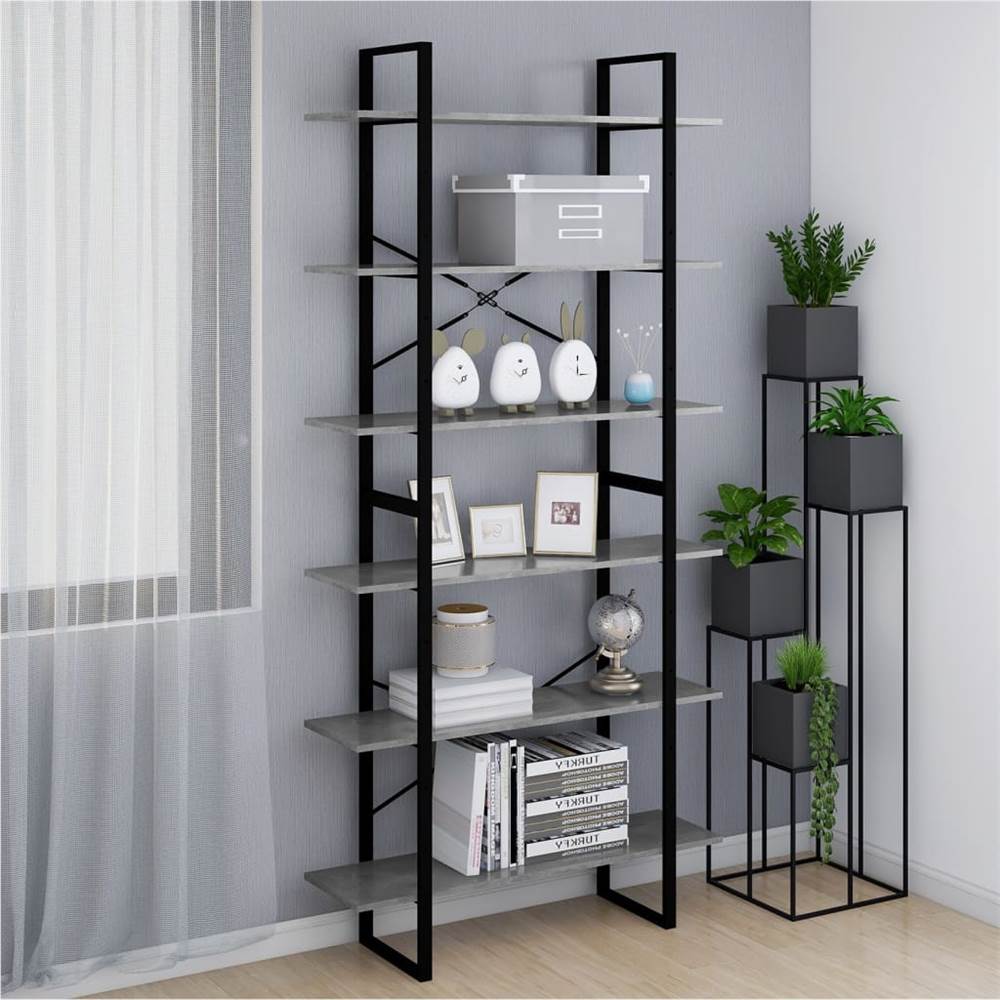 

High Cabinet Concrete Grey 100x30x210 cm Chipboard