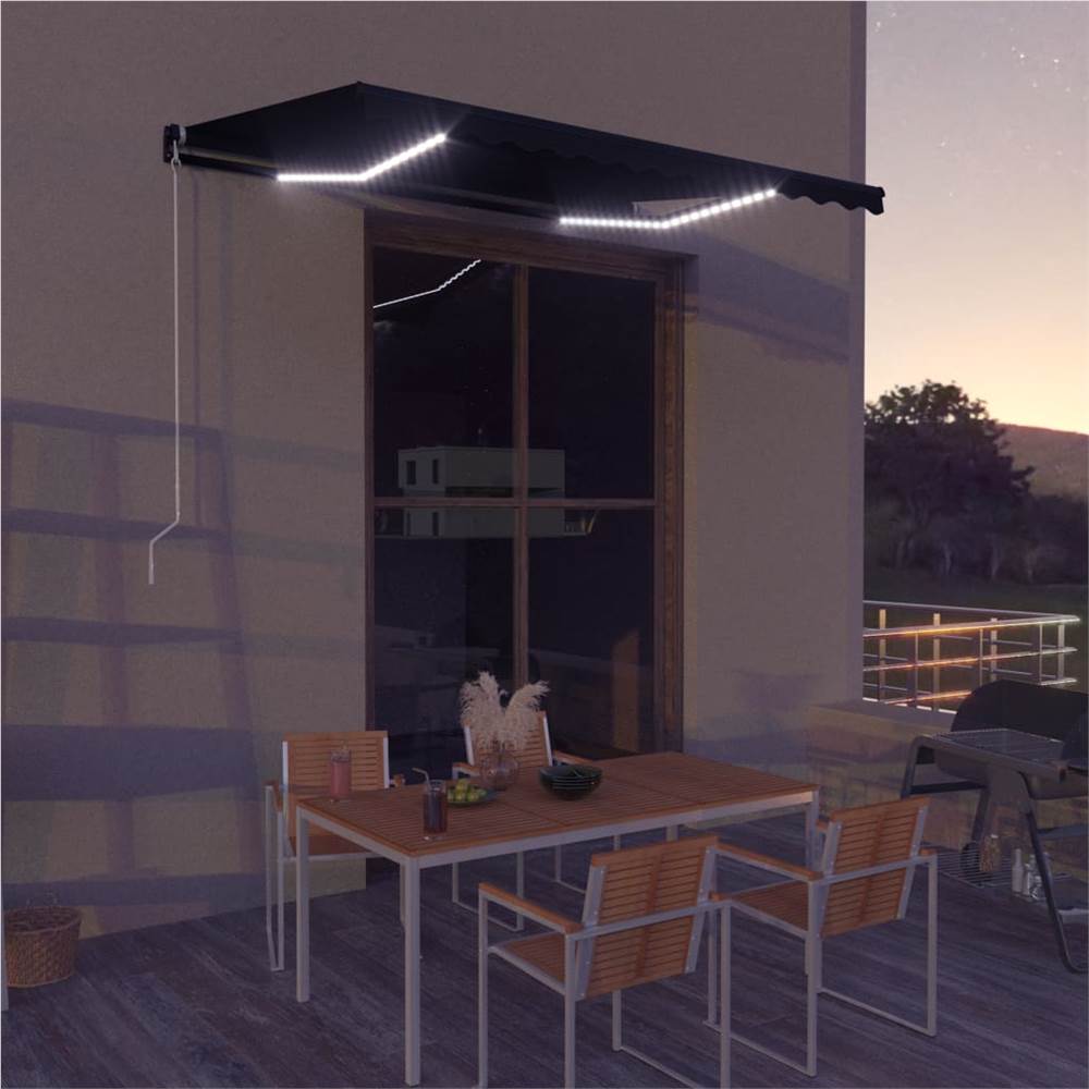 

Manual Retractable Awning with LED 350x250 cm Anthracite