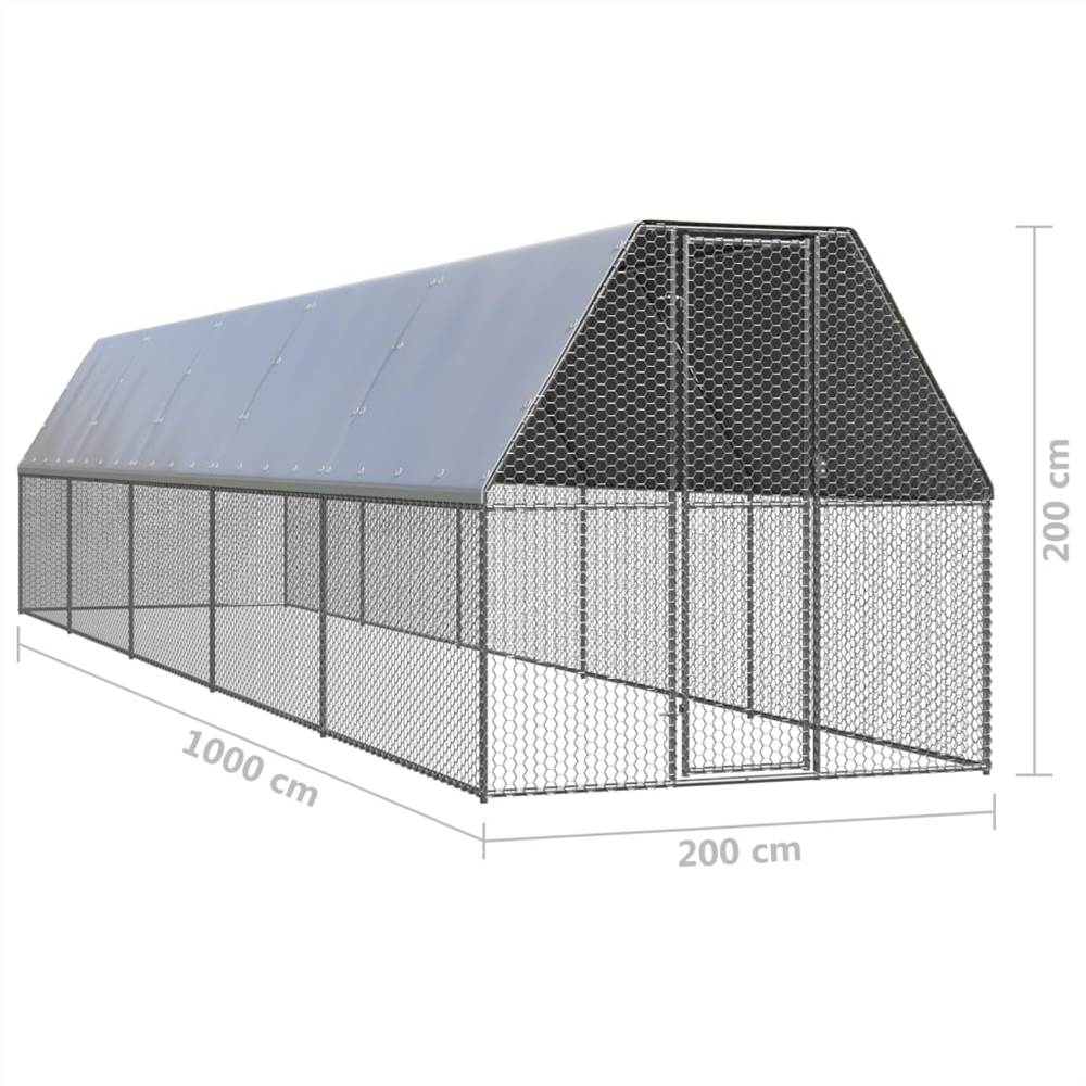 Outdoor Chicken Cage 2x10x2 m Galvanised Steel