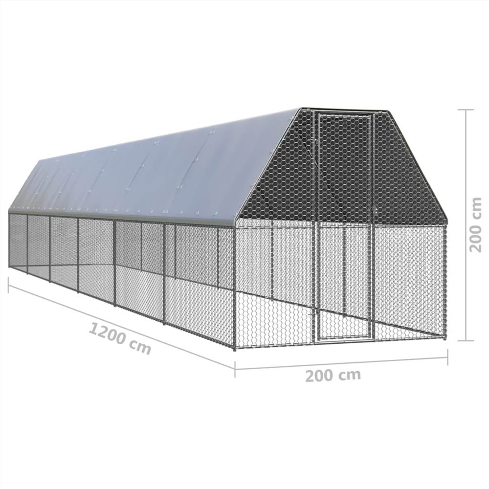 Outdoor Chicken Cage 2x12x2 m Galvanised Steel