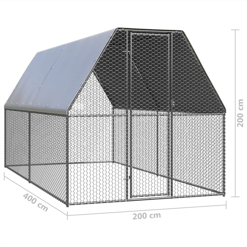 Outdoor Chicken Cage 2x4x2 m Galvanised Steel