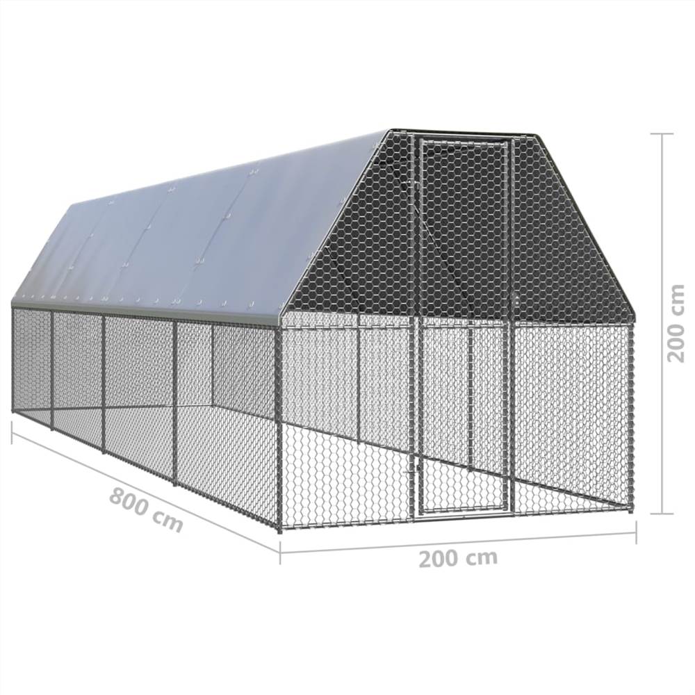 Outdoor Chicken Cage 2x8x2 m Galvanised Steel