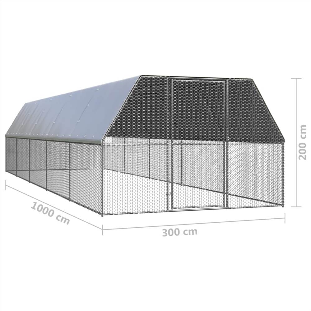 Outdoor Chicken Cage 3x10x2 m Galvanised Steel