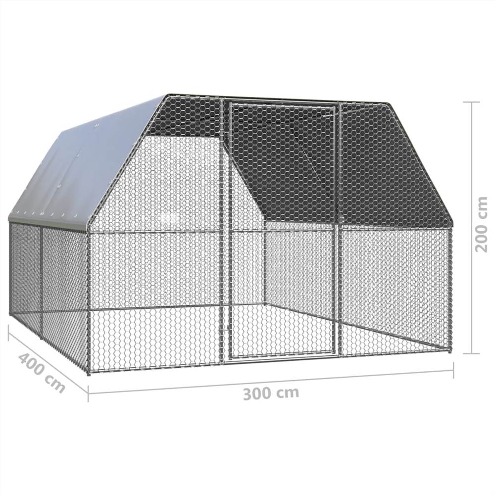 Outdoor Chicken Cage 3x4x2 m Galvanised Steel