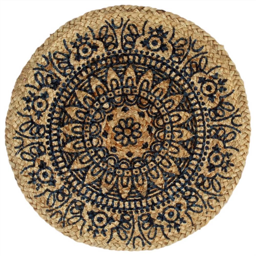 Placemats 6 pcs Dark Blue 38 cm Round Jute