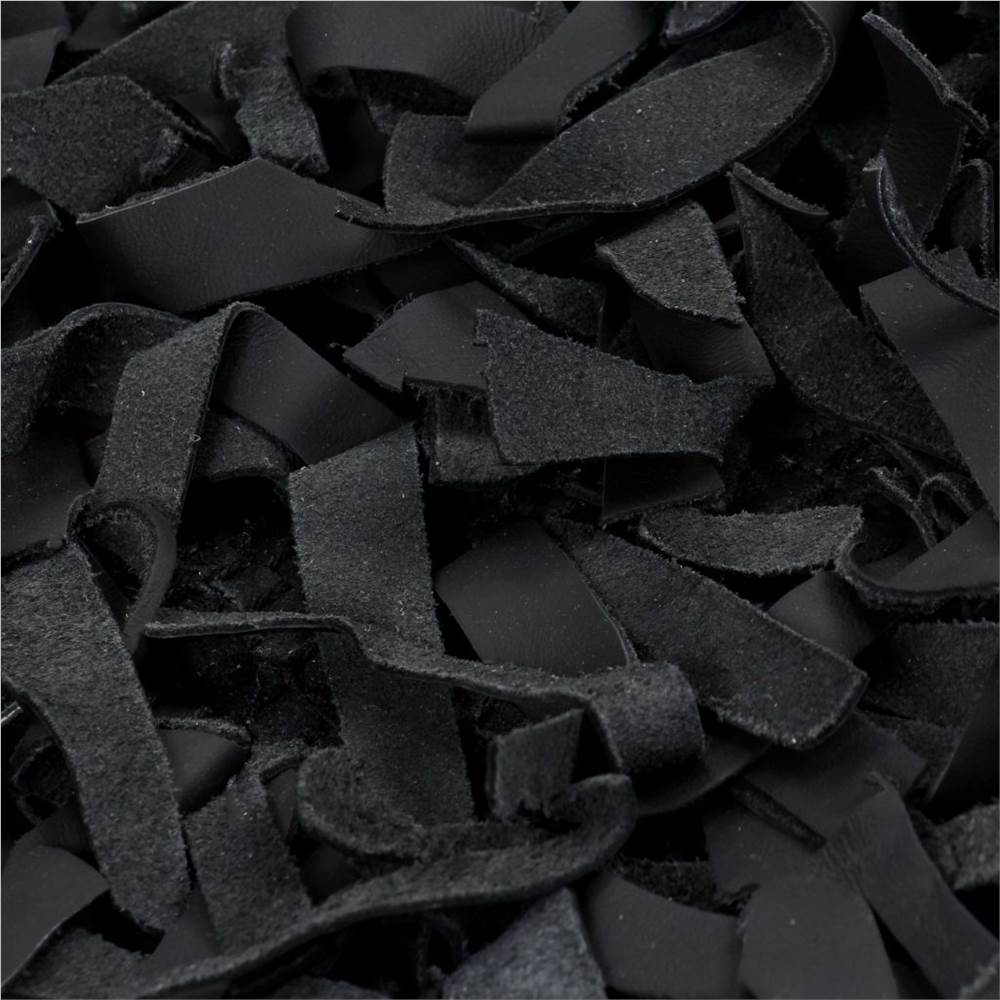 Shaggy Rug Genuine Leather 120x170 cm Black