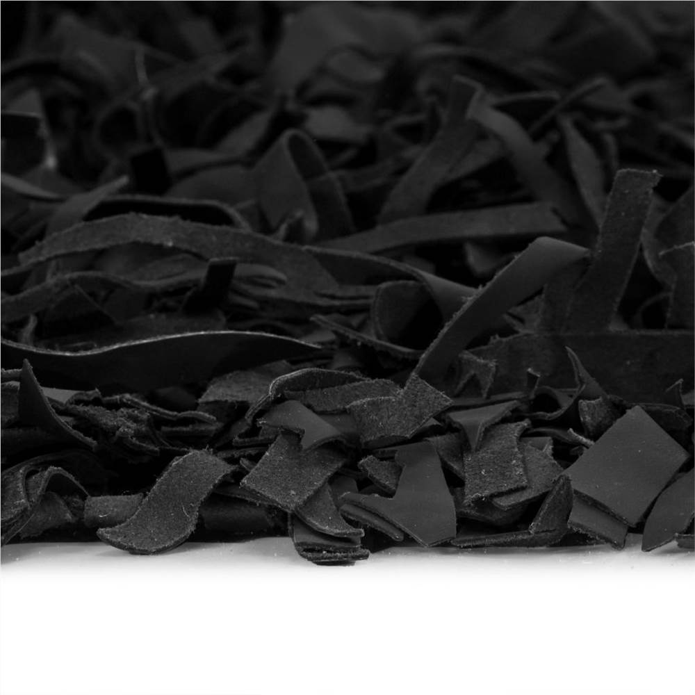 Shaggy Rug Genuine Leather 120x170 cm Black