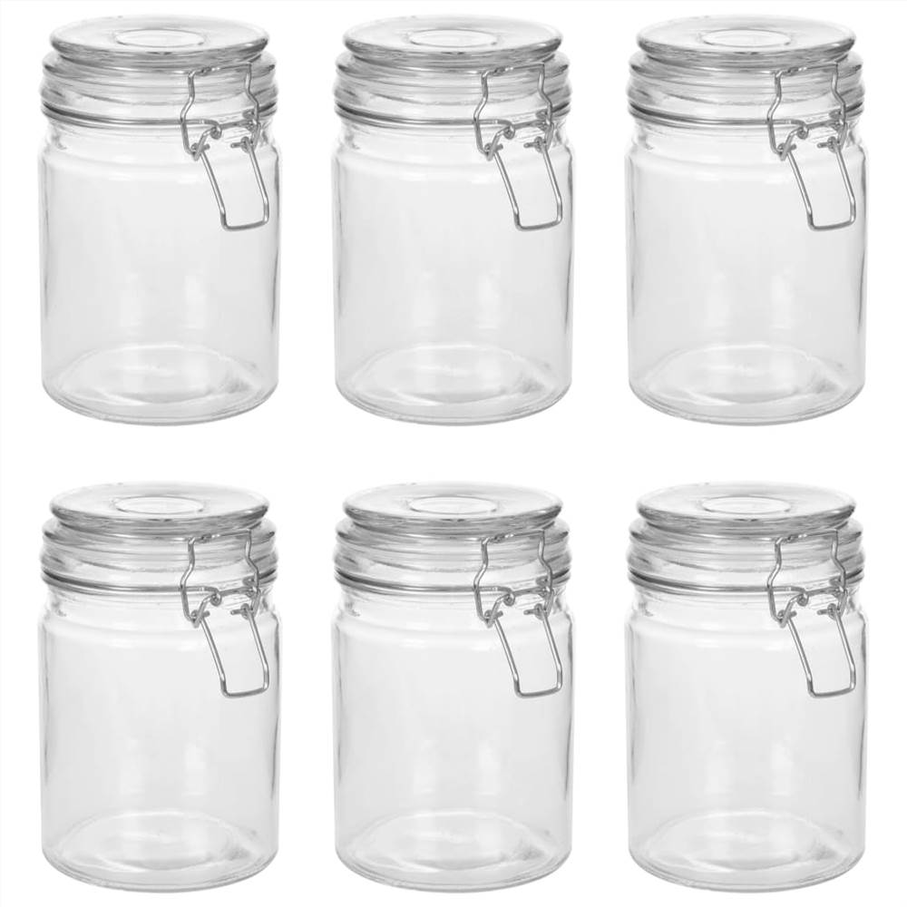 Storage Jars with Clip Closure 6 pcs 750 ml