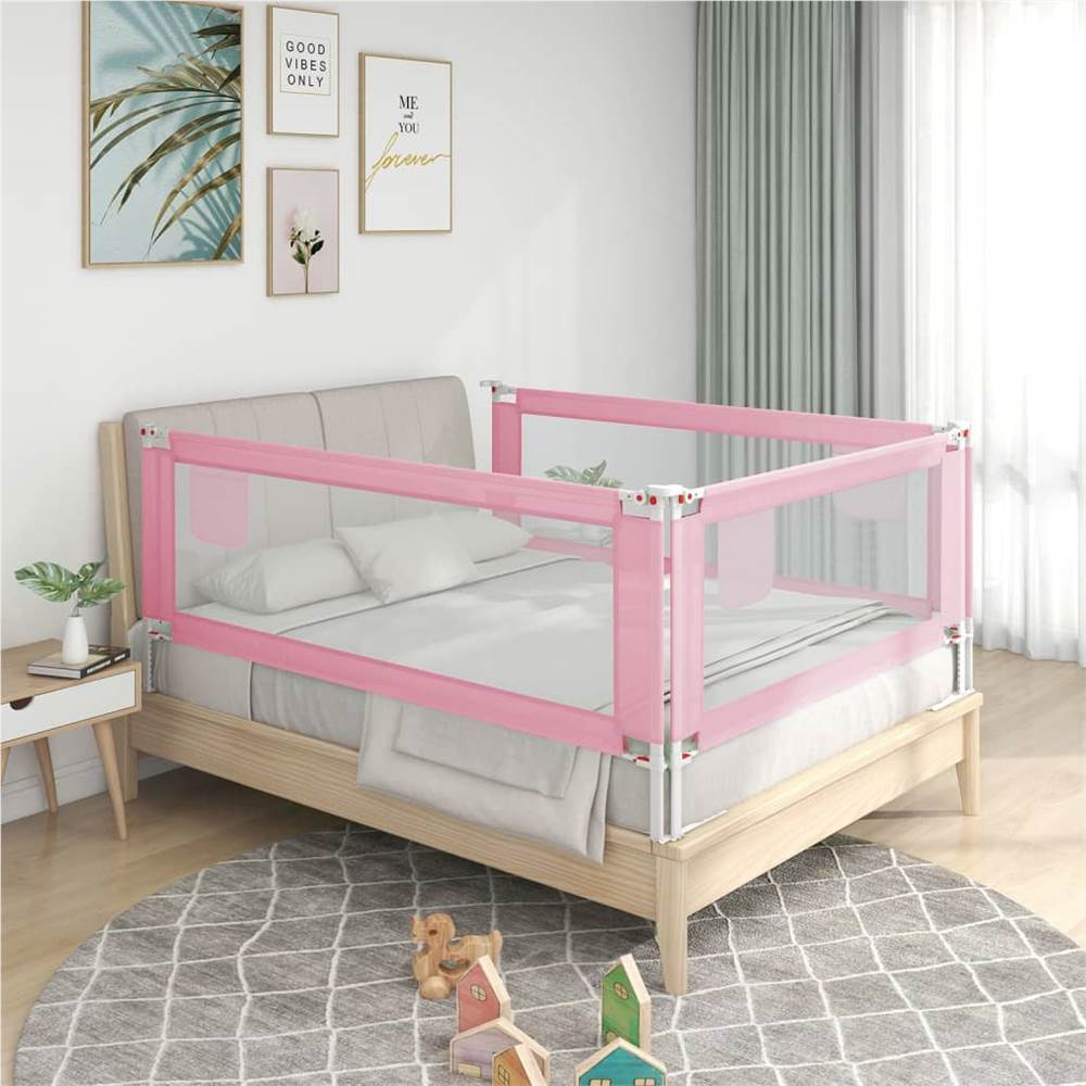 Kisgyermek biztonsági ágyrács rózsaszín 200x25 cm szövet