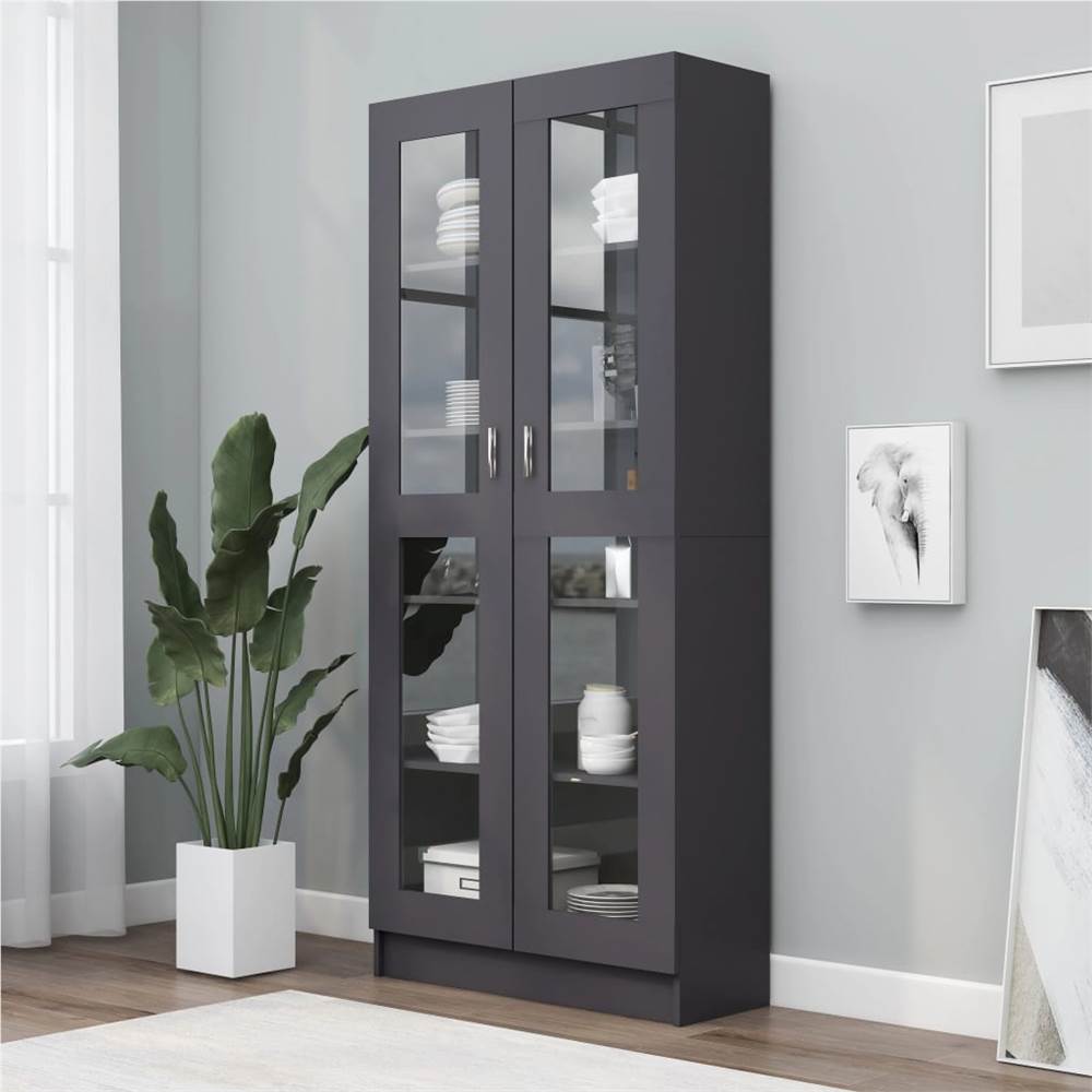 

Vitrine Cabinet Grey 82.5x30.5x185.5 cm Chipboard