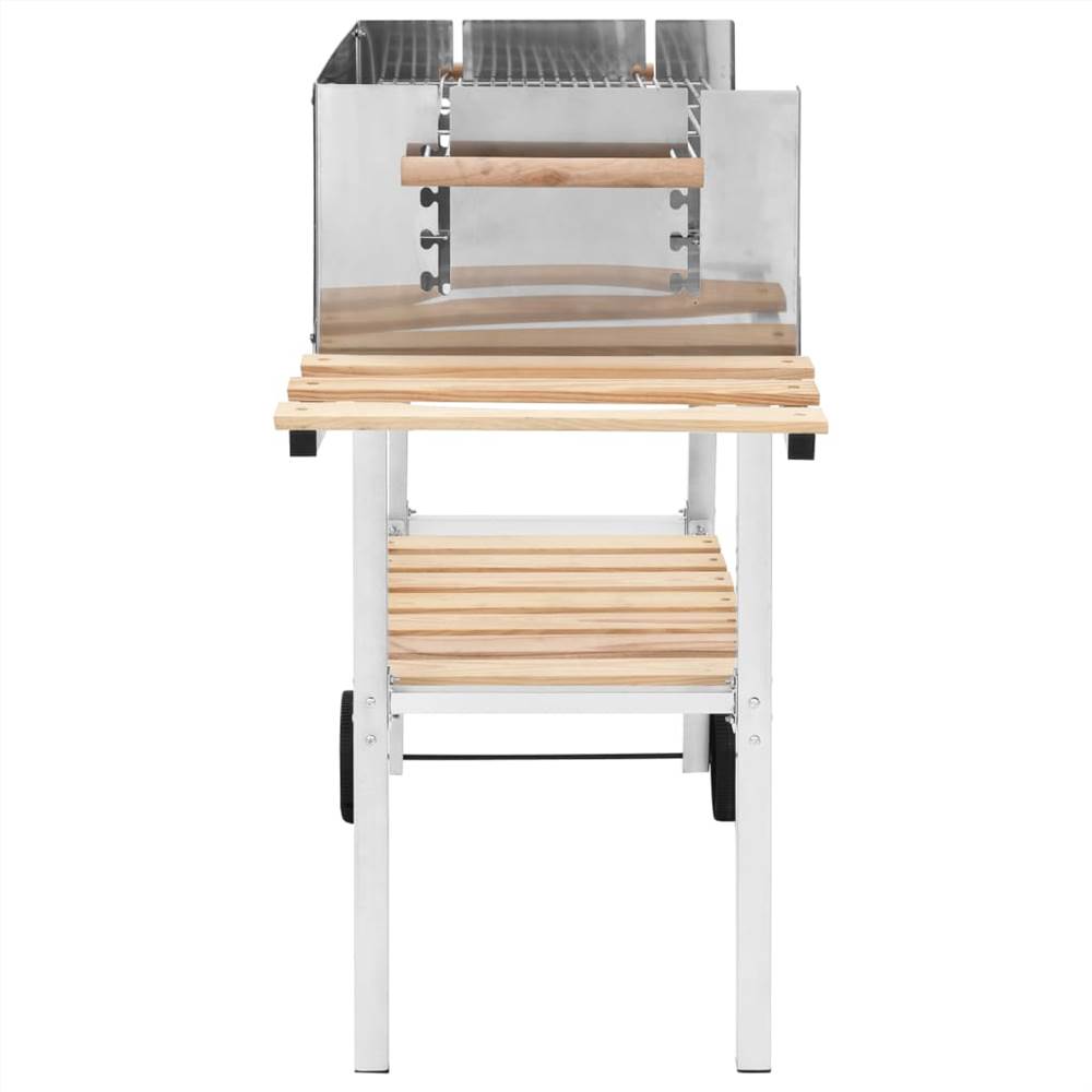 XXL Trolley Charcoal BBQ Grill Stainless Steel With 2 Shelves 16 XXL Trolley Charcoal BBQ Grill Stainless Steel with 2 Shelves