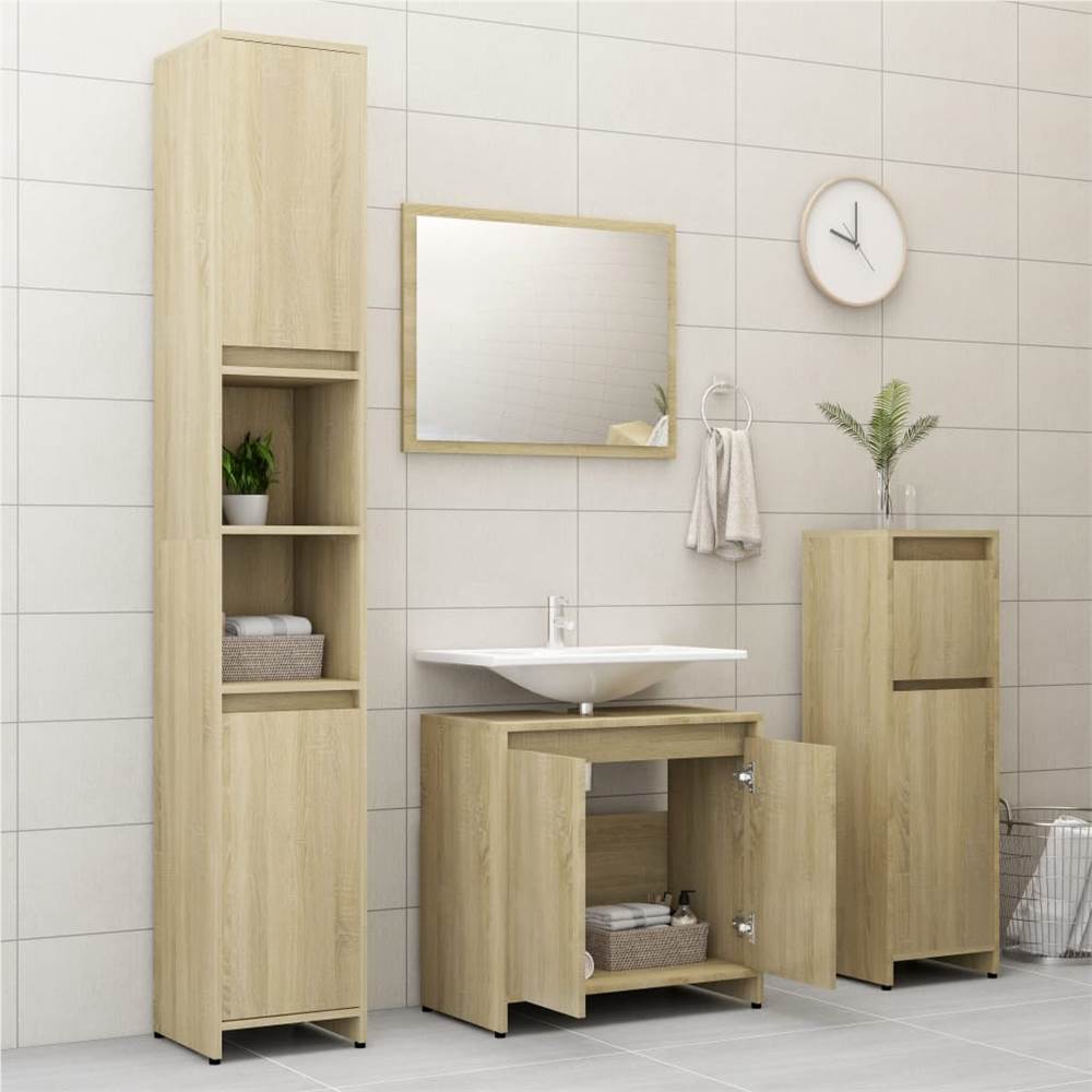 

4 Piece Bathroom Furniture Set Sonoma Oak Chipboard