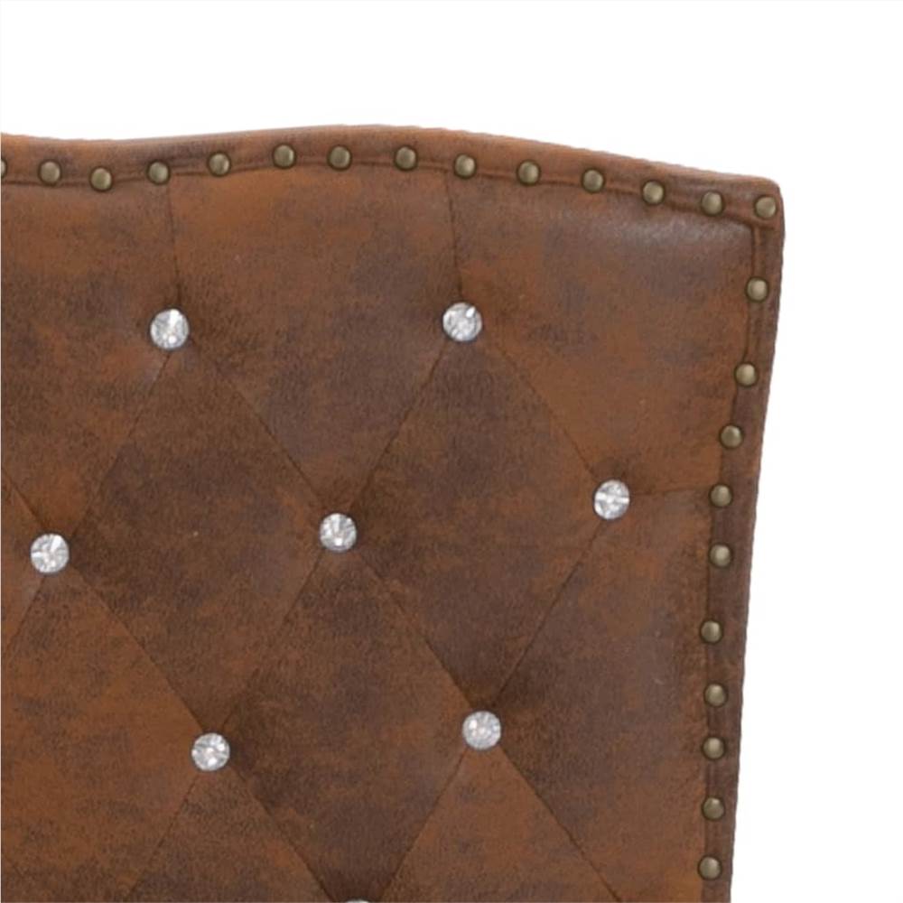Bed Frame Brown Faux Suede Leather 150x200 cm