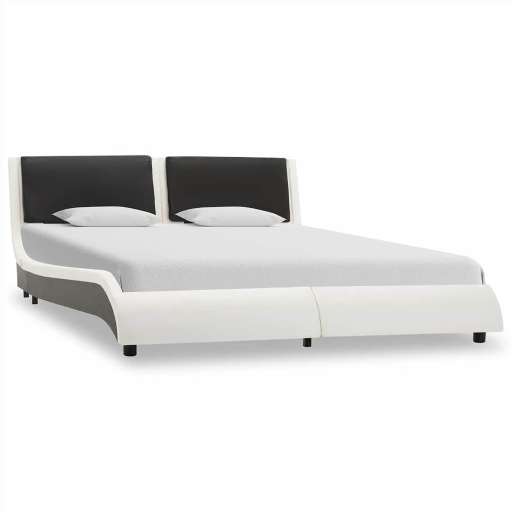 

Bed Frame White and Black Faux Leather 120x190 cm