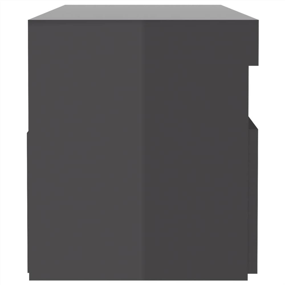 Bedside Cabinet & LED Lights 2 pcs HIgh Gloss Grey 60x35x40 cm