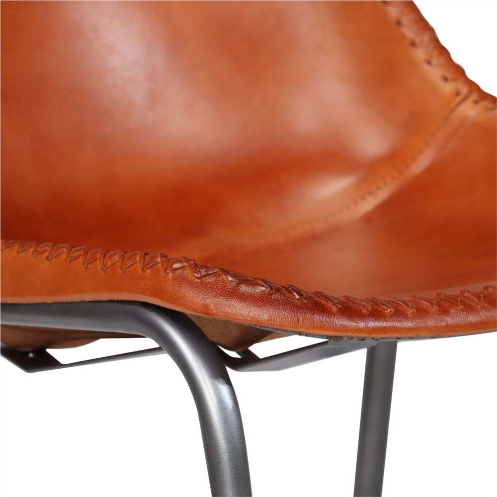 Dining Chairs 4 pcs Brown Real Leather