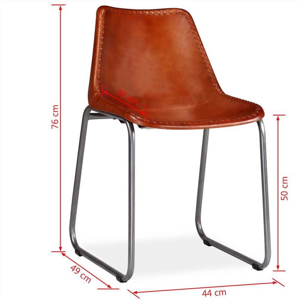 Dining Chairs 4 pcs Brown Real Leather