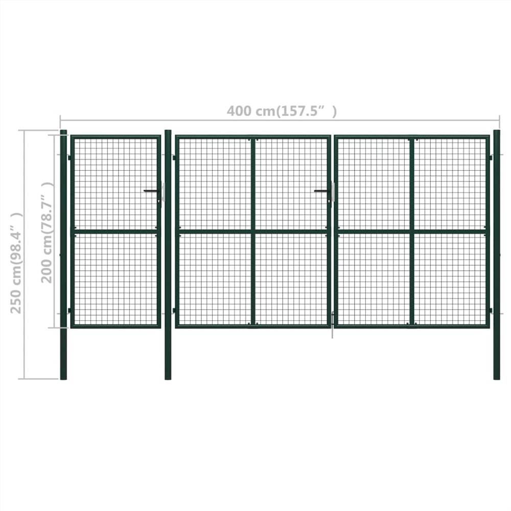 Garden Gate Steel 400x200 cm Green