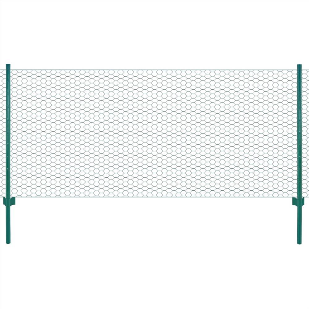 

Wire Mesh Fence with Posts Steel 25x0.5 m Green