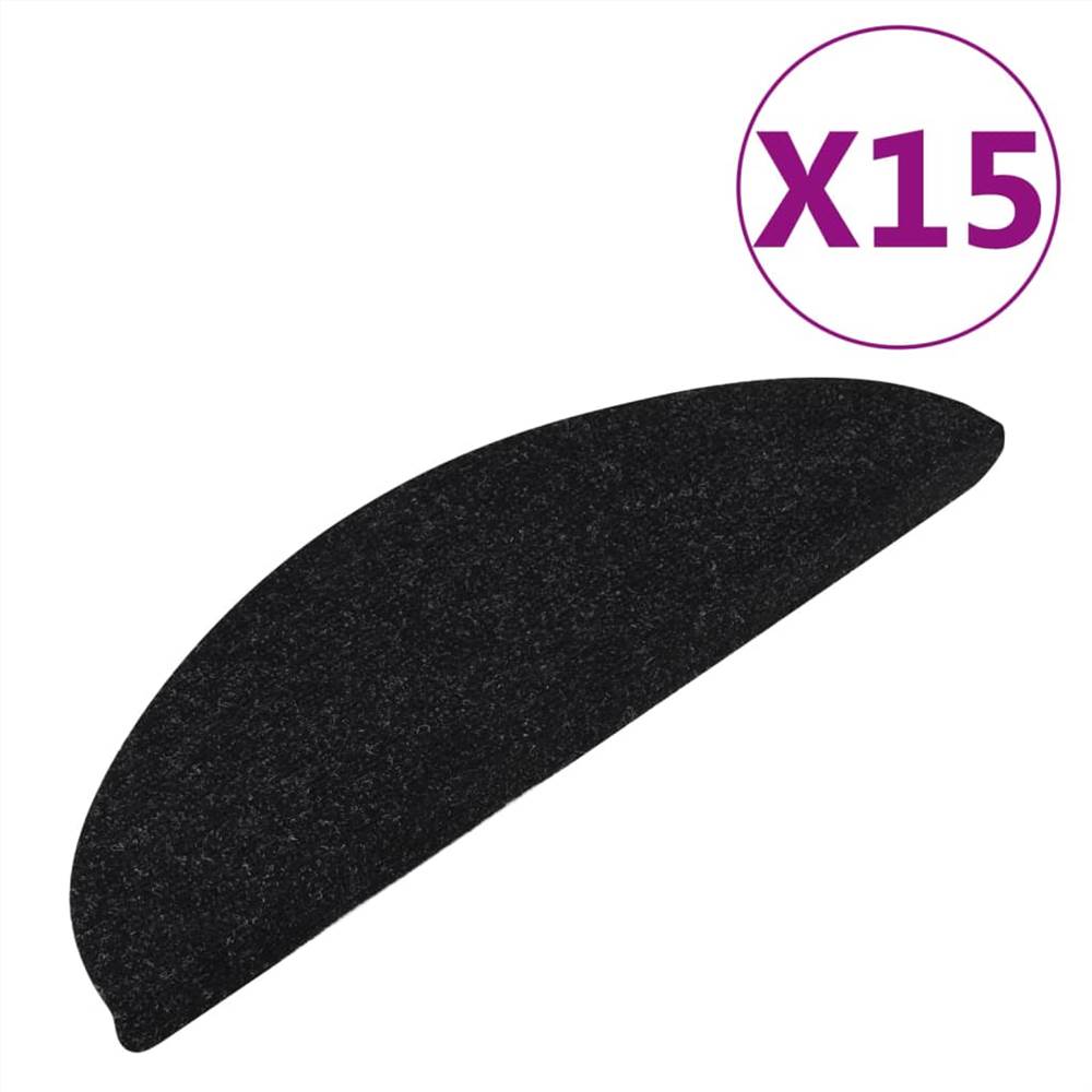 Self-adhesive Stair Mats 15 pcs 65x26 cm Black